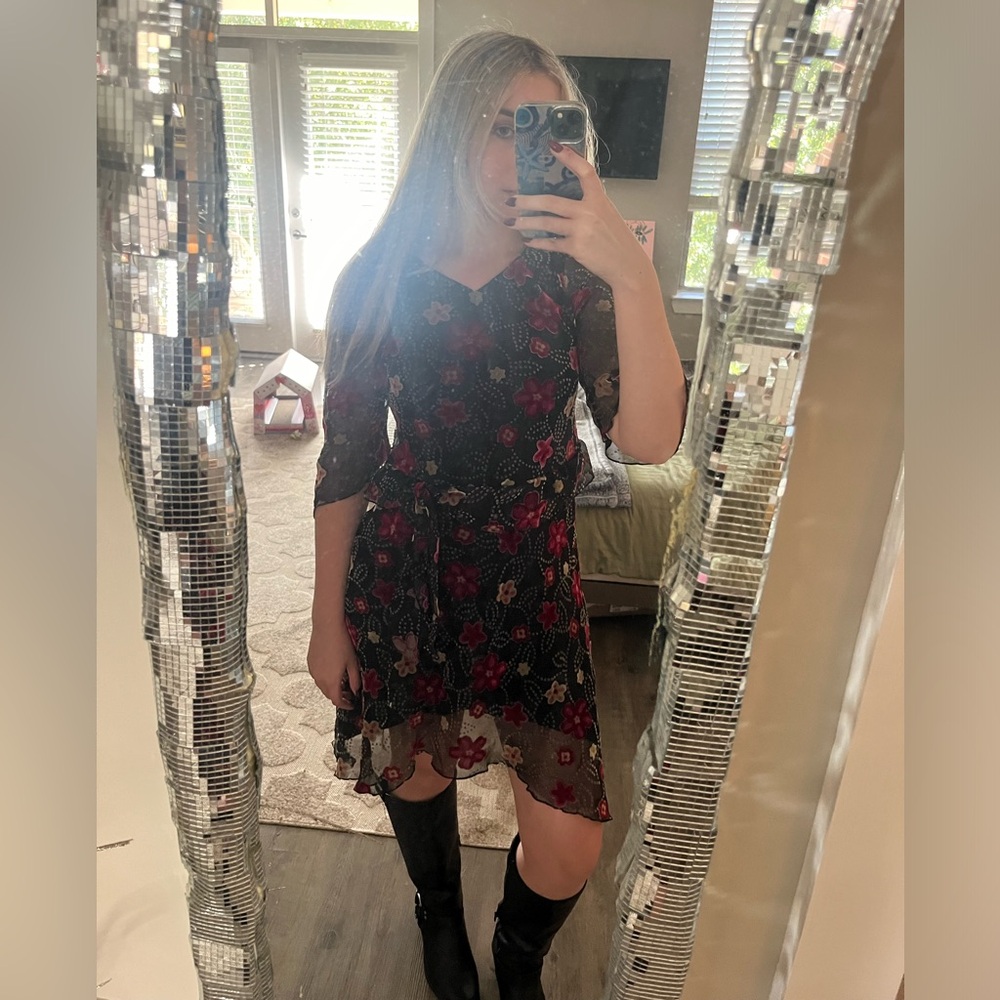 Vintage Floral Clipdot Dress